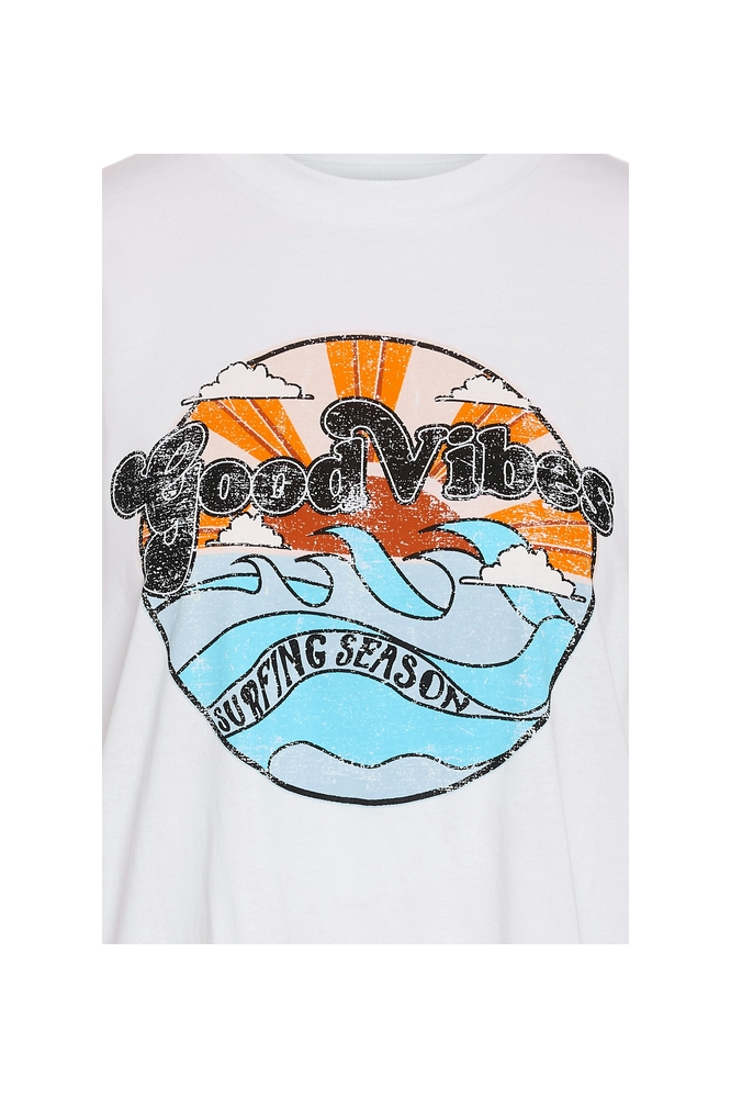 NMBOHDI HAILEY WASHED SS TOP JRS FW 27030133 BRIGHT WHITE/SUNSET